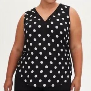 Torrid Black and White Polka Dot Sleeveless Georgette Plus Size Top 2X